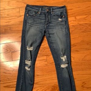Blue Abercrombie and Fitch distressed jeans